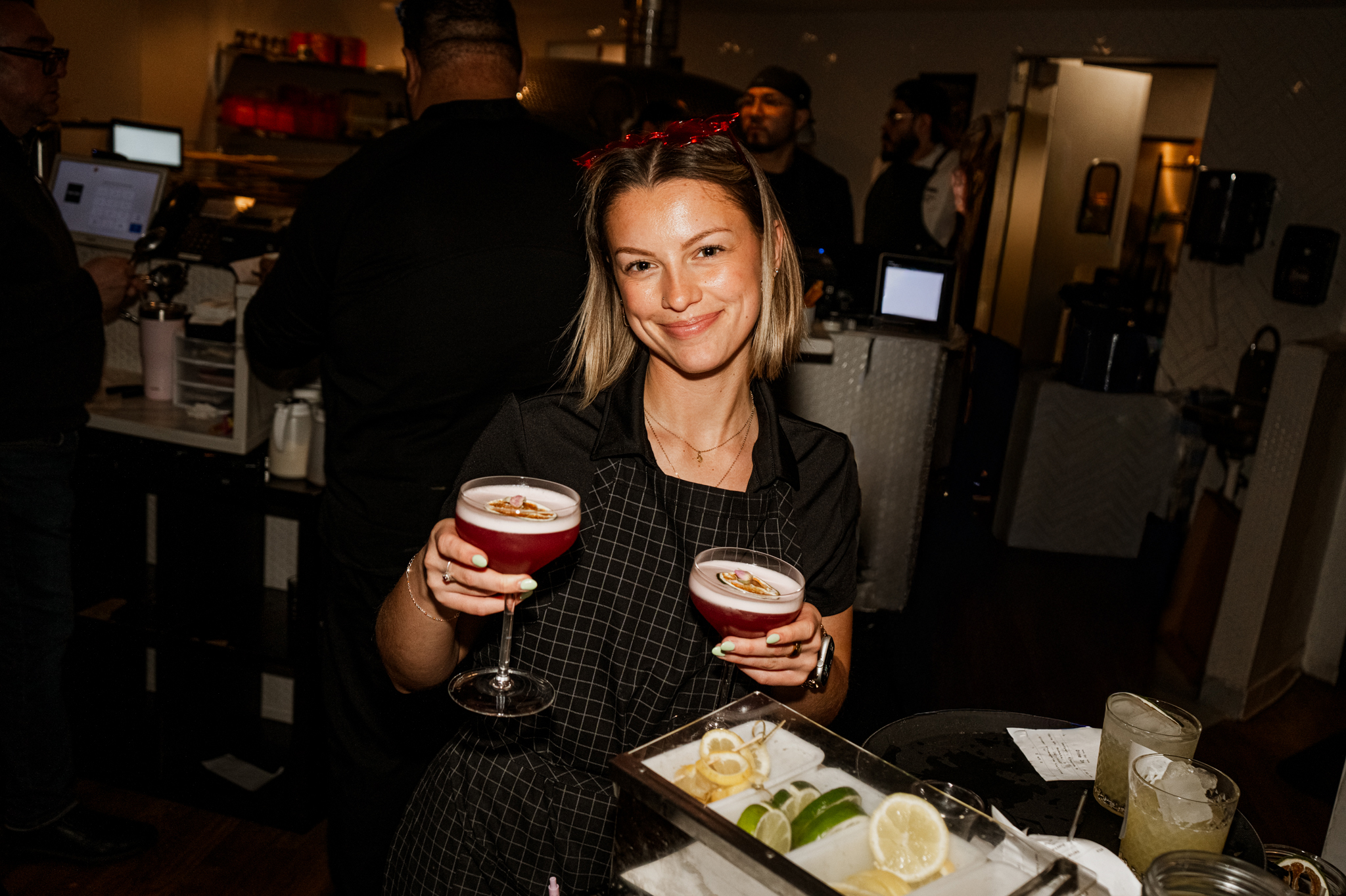 Server bringing the welcome drink